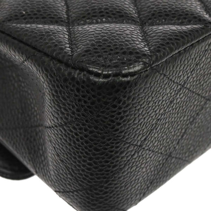 Chanel Black Caviar Skin Medium Classic Double Flap Shoulder Bag