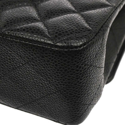Chanel Black Caviar Skin Medium Classic Double Flap Shoulder Bag