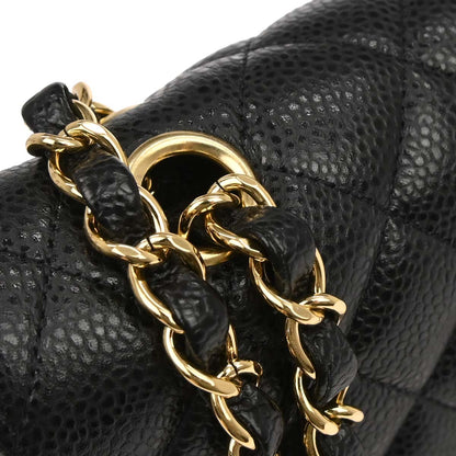 Chanel Black Caviar Skin Medium Classic Double Flap Shoulder Bag