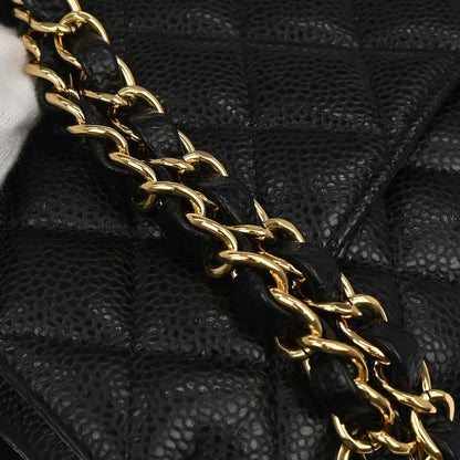 Chanel Black Caviar Skin Medium Classic Double Flap Shoulder Bag