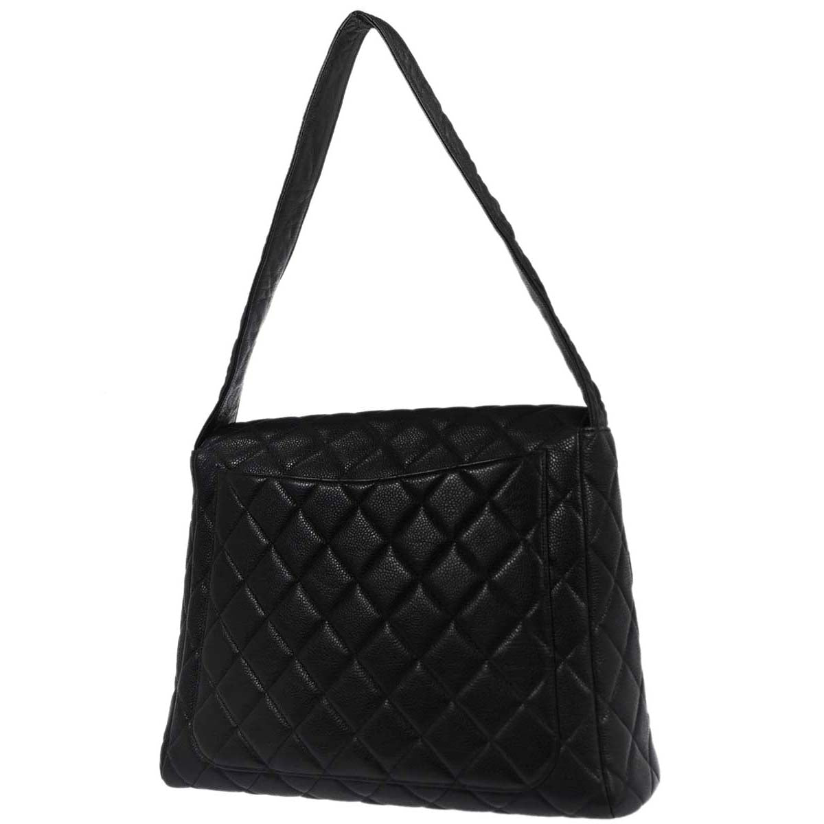 Chanel Black Caviar Skin Straight Flap Handbag