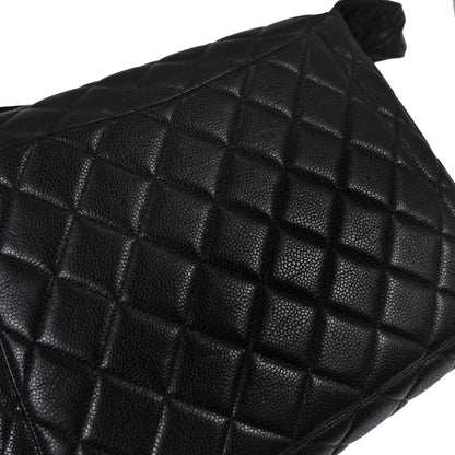 Chanel Black Caviar Skin Straight Flap Handbag
