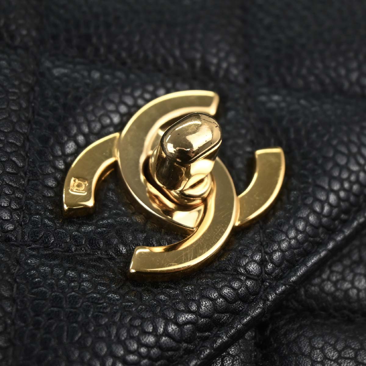 Chanel Black Caviar Skin Straight Flap Handbag
