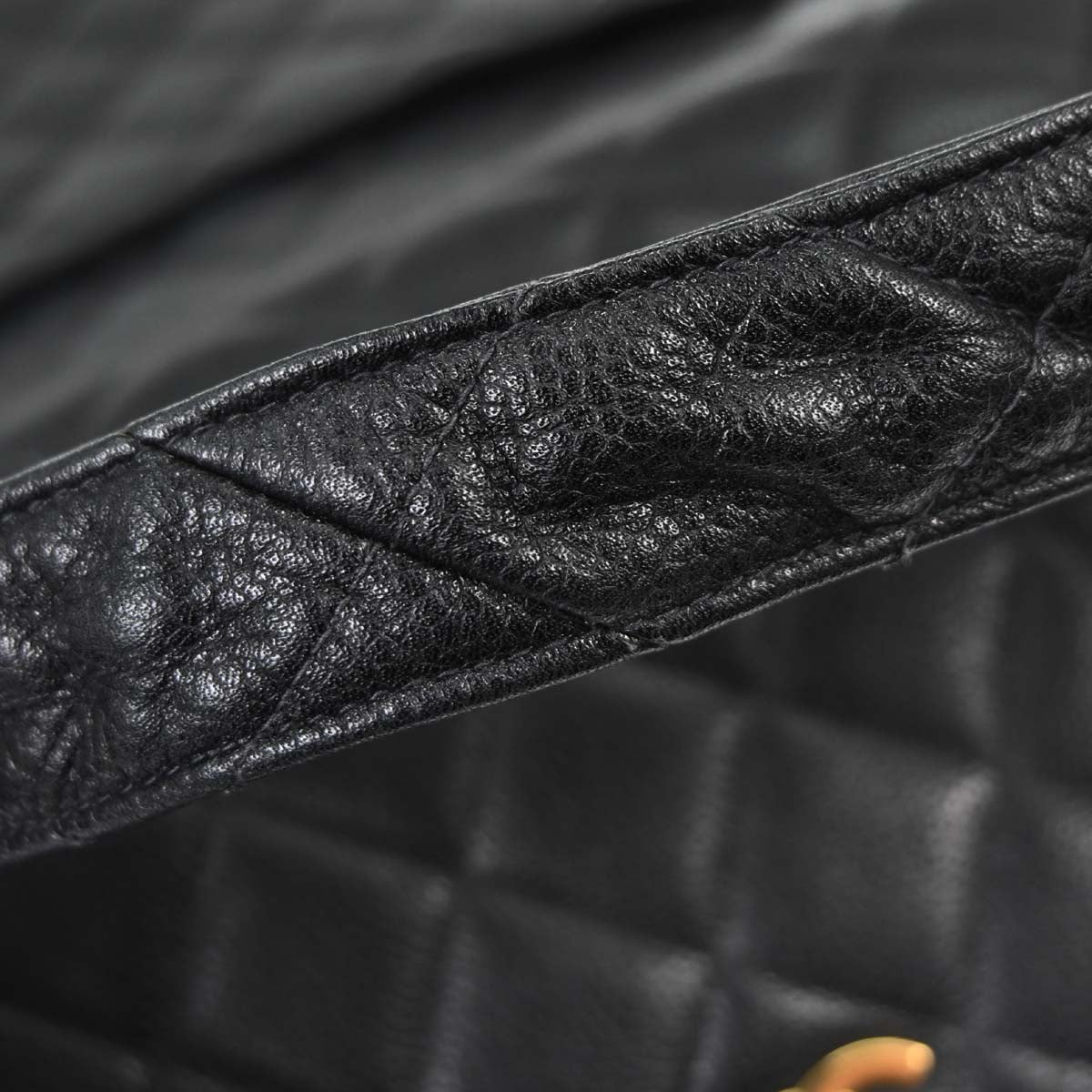 Chanel Black Caviar Skin Straight Flap Handbag