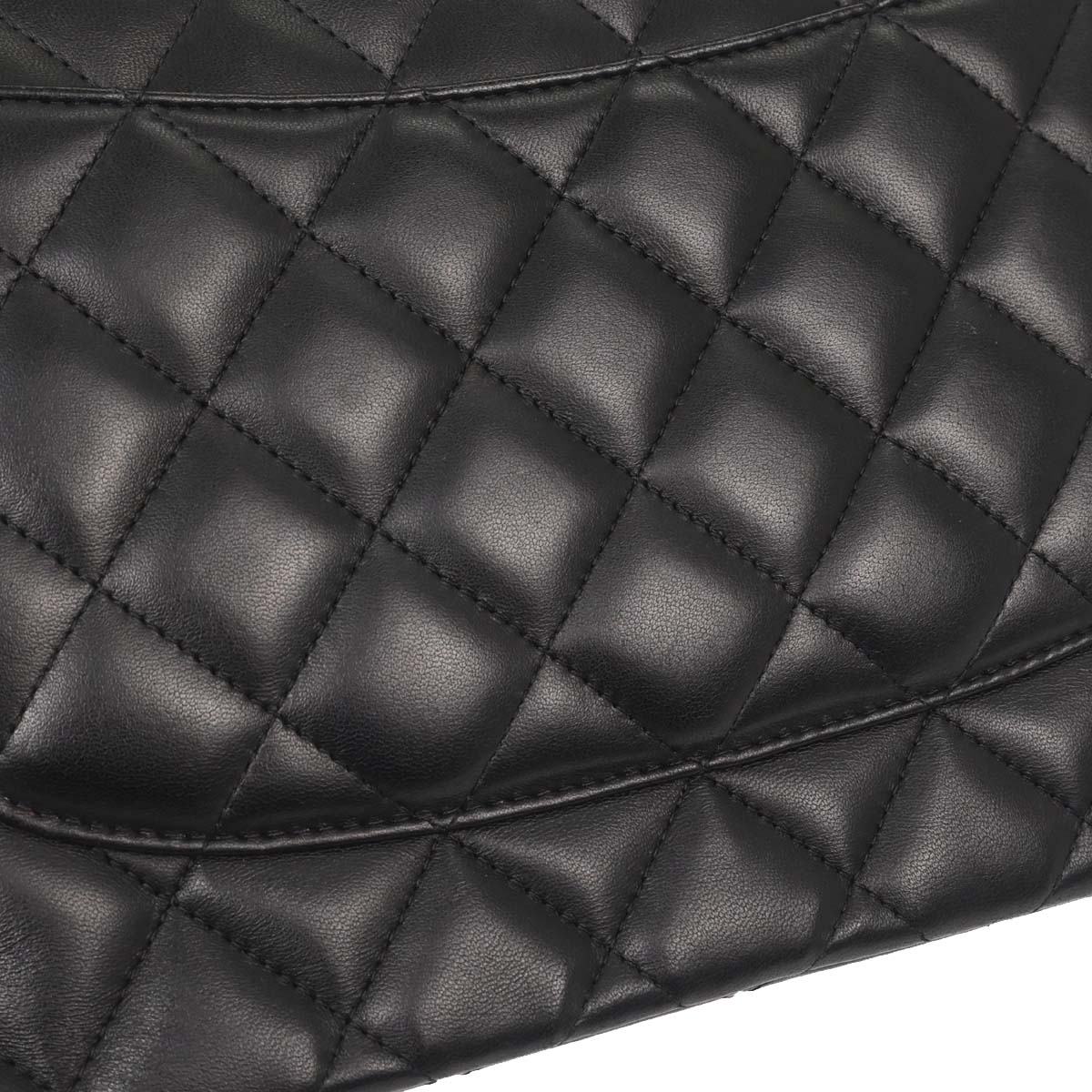 Chanel Black Lambskin Jumbo Classic Double Flap Shoulder Bag