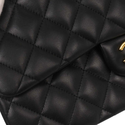 Chanel Black Lambskin Jumbo Classic Double Flap Shoulder Bag