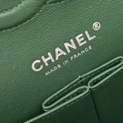 Chanel Green Lambskin Medium Classic Double Flap Shoulder Bag