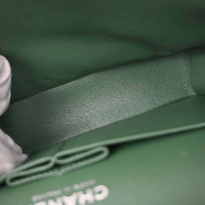 Chanel Green Lambskin Medium Classic Double Flap Shoulder Bag