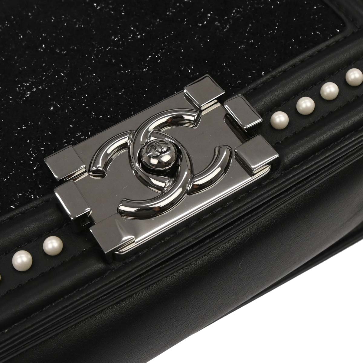 Boy Chanel Black Tweed Lambskin Small Chain Shoulder Bag