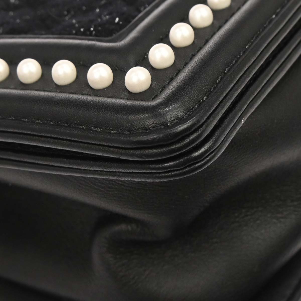 Boy Chanel Black Tweed Lambskin Small Chain Shoulder Bag