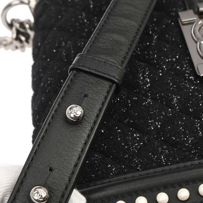 Boy Chanel Black Tweed Lambskin Small Chain Shoulder Bag