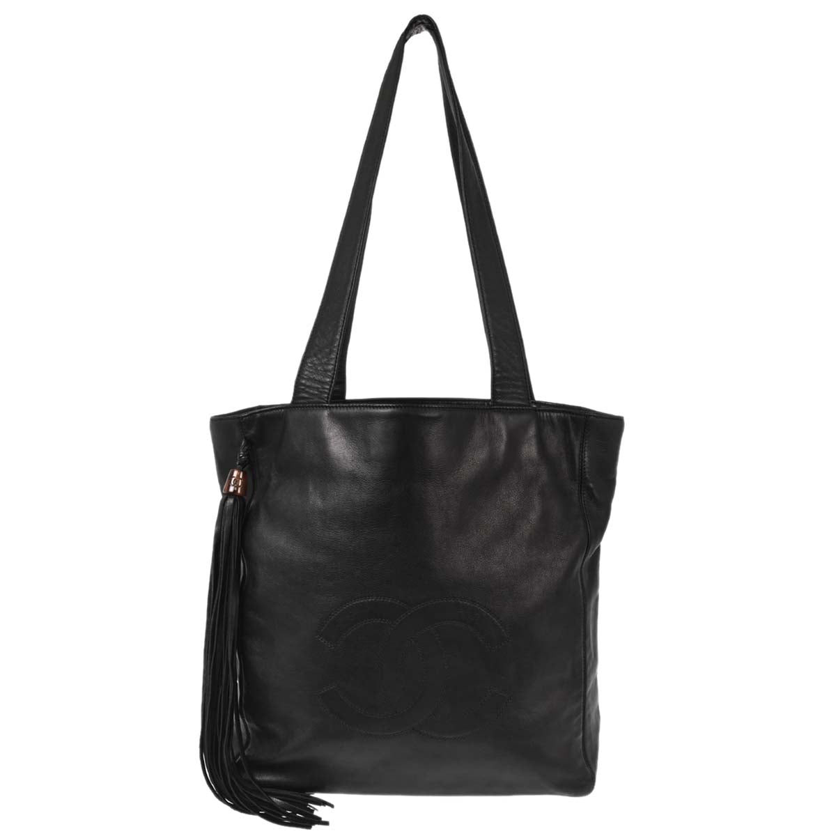 Chanel Black Lambskin Tote Shoulder Bag