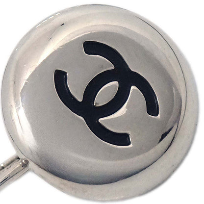 Chanel Button Pierced Earrings Silver 97A