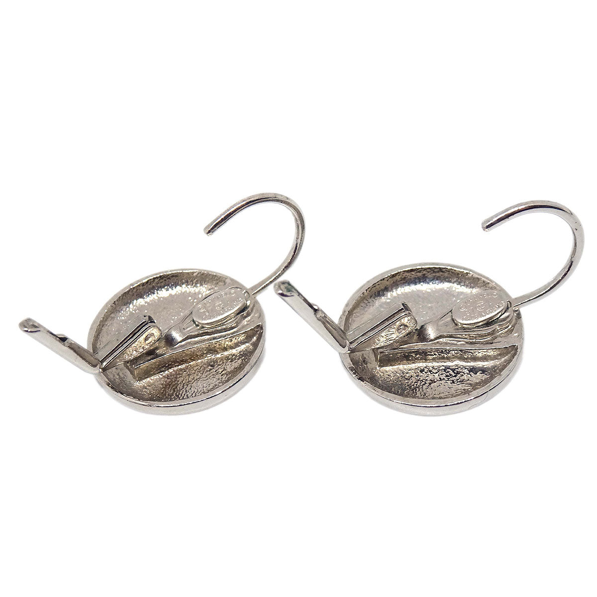 Chanel Button Pierced Earrings Silver 97A