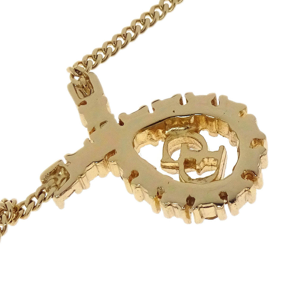 Christian Dior Necklace Pendant Gold Rhinestone