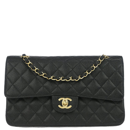 Chanel Black Caviar Skin Medium Classic Double Flap Shoulder Bag