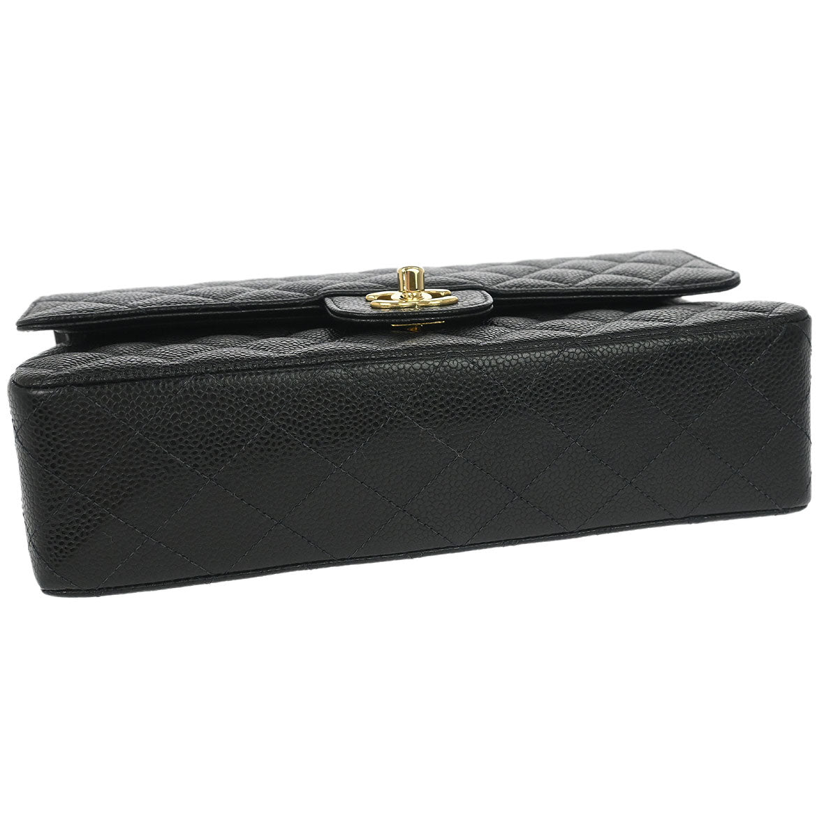 Chanel Black Caviar Skin Medium Classic Double Flap Shoulder Bag