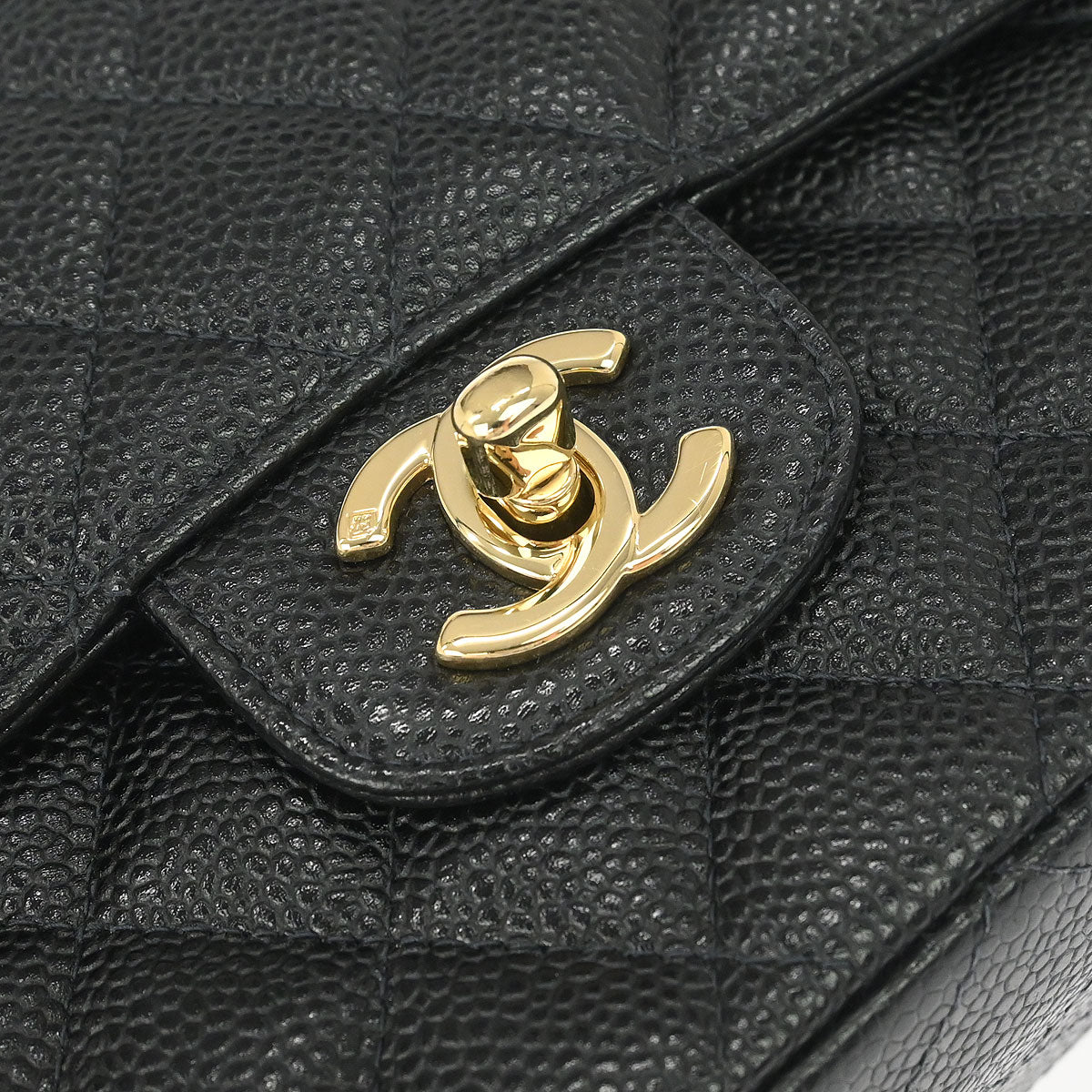 Chanel Black Caviar Skin Medium Classic Double Flap Shoulder Bag