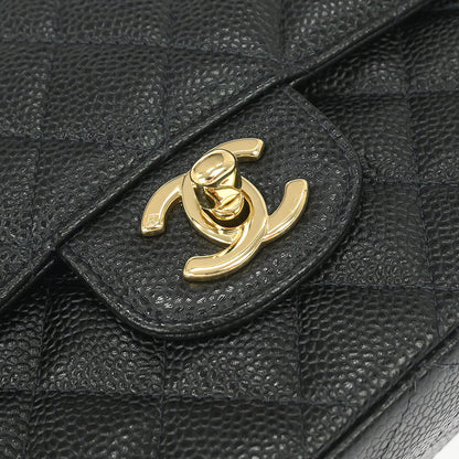 Chanel Black Caviar Skin Medium Classic Double Flap Shoulder Bag