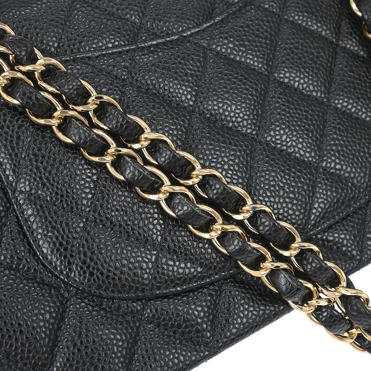 Chanel Black Caviar Skin Medium Classic Double Flap Shoulder Bag