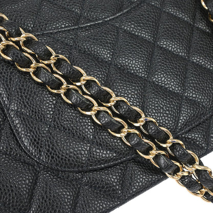 Chanel Black Caviar Skin Medium Classic Double Flap Shoulder Bag