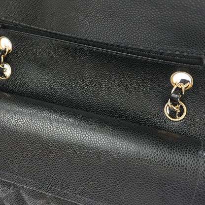 Chanel Black Caviar Skin Medium Classic Double Flap Shoulder Bag