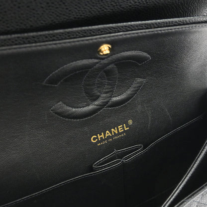 Chanel Black Caviar Skin Medium Classic Double Flap Shoulder Bag