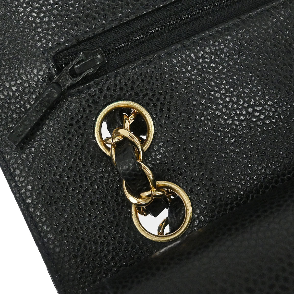 Chanel Black Caviar Skin Medium Classic Double Flap Shoulder Bag