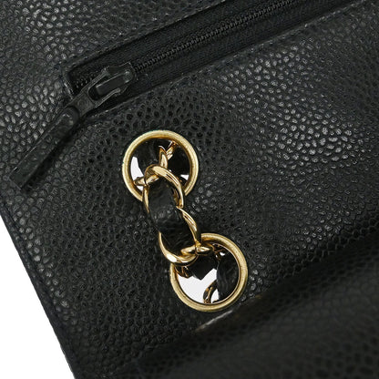 Chanel Black Caviar Skin Medium Classic Double Flap Shoulder Bag
