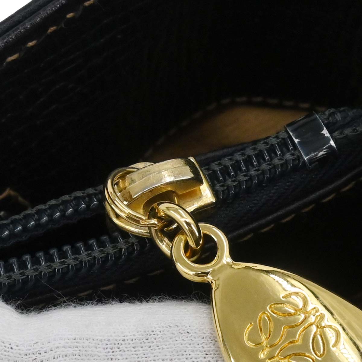 Loewe Black Leather Shoulder Tote Bag