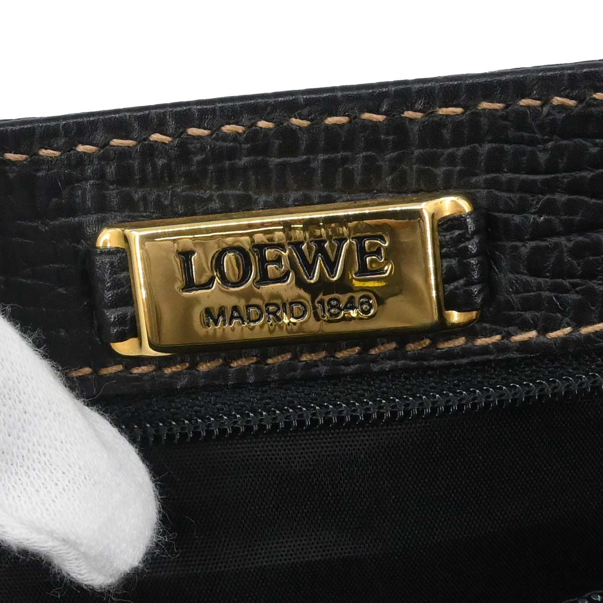 Loewe Black Leather Shoulder Tote Bag
