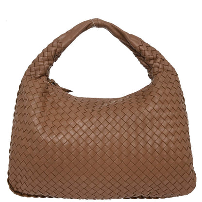 Bottega Veneta Brown Lambskin Intrecciato Hobo Handbag
