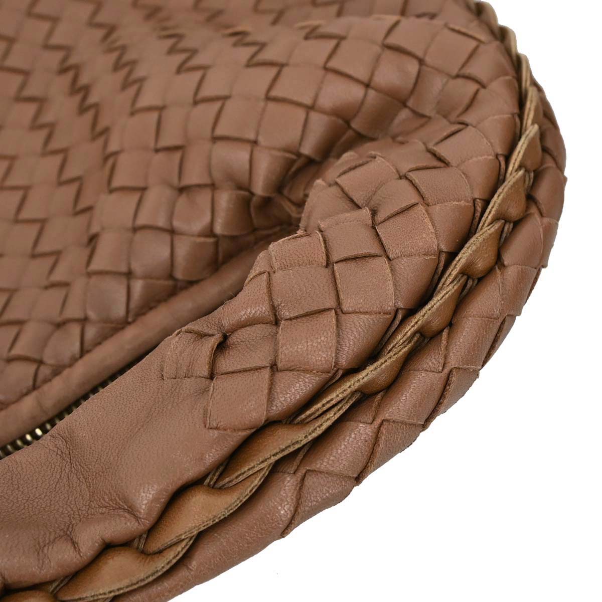Bottega Veneta Brown Lambskin Intrecciato Hobo Handbag