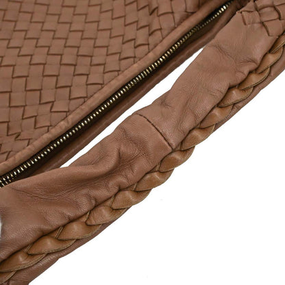 Bottega Veneta Brown Lambskin Intrecciato Hobo Handbag