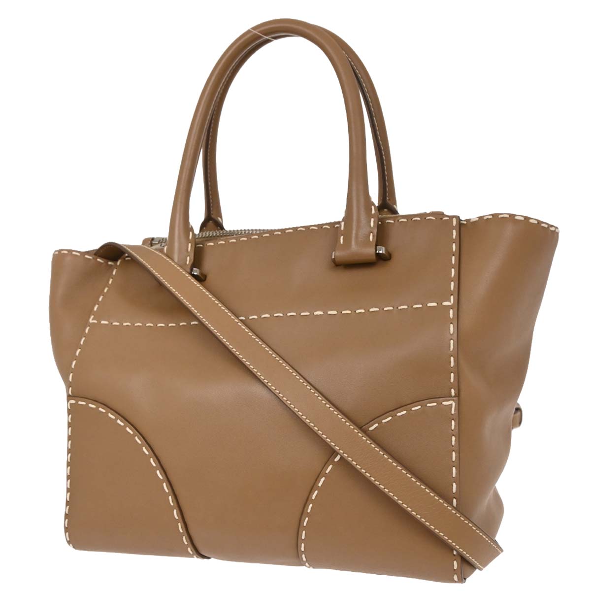 Prada Brown Calfskin Small Twin Pocket City Tote 2way Shoulder Handbag