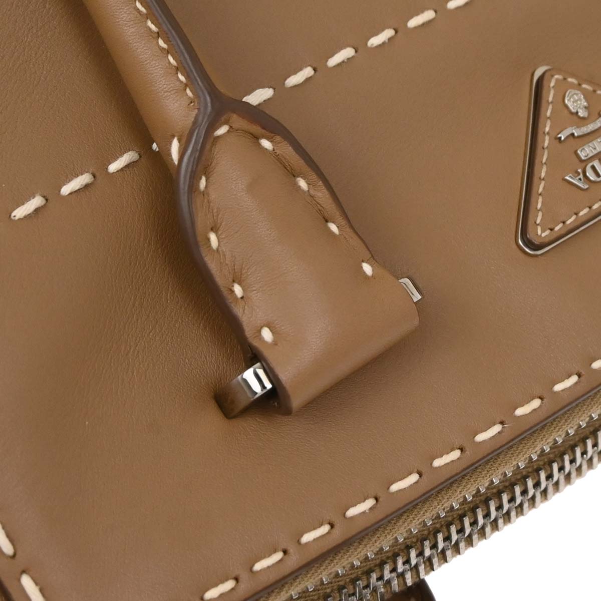 Prada Brown Calfskin Small Twin Pocket City Tote 2way Shoulder Handbag