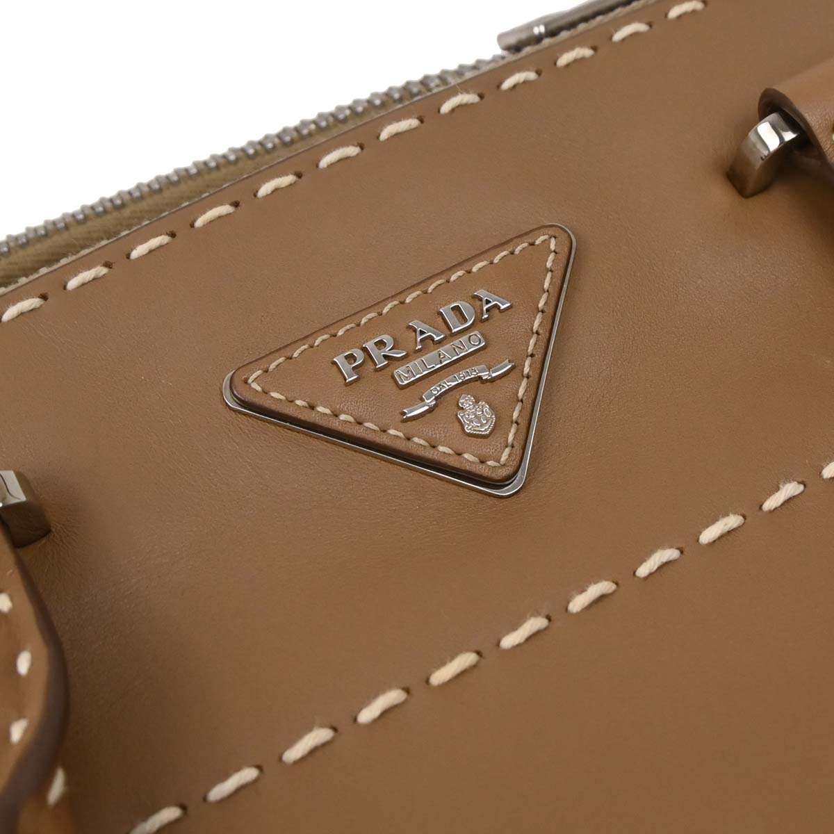 Prada Brown Calfskin Small Twin Pocket City Tote 2way Shoulder Handbag