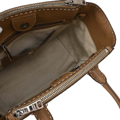 Prada Brown Calfskin Small Twin Pocket City Tote 2way Shoulder Handbag