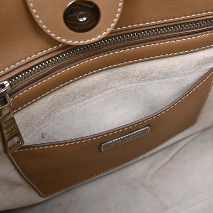 Prada Brown Calfskin Small Twin Pocket City Tote 2way Shoulder Handbag