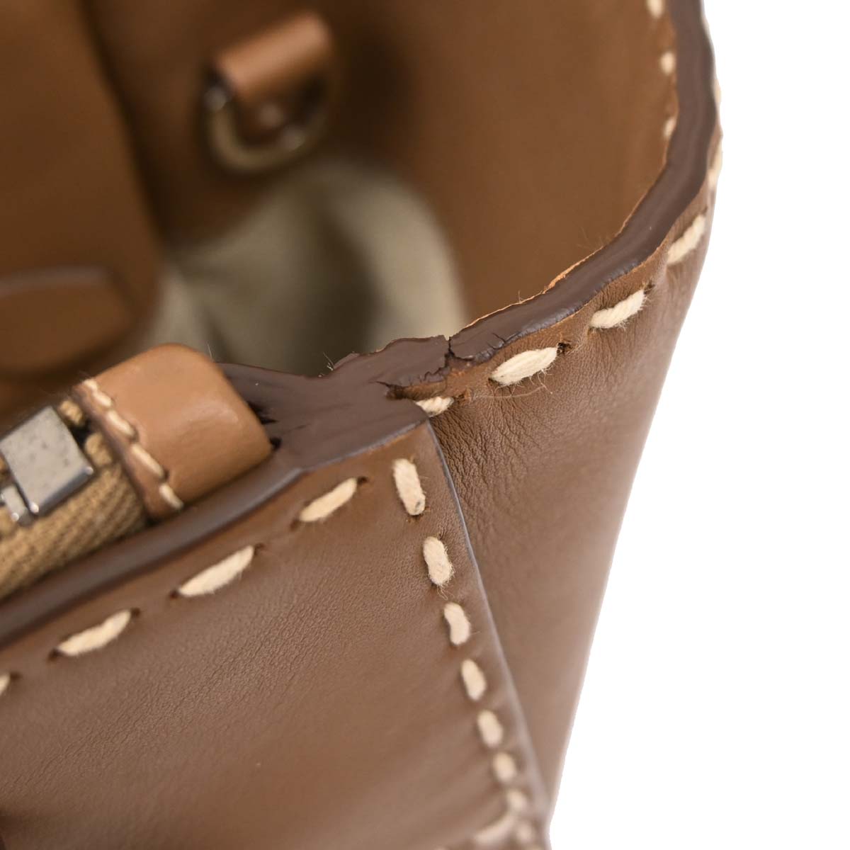 Prada Brown Calfskin Small Twin Pocket City Tote 2way Shoulder Handbag
