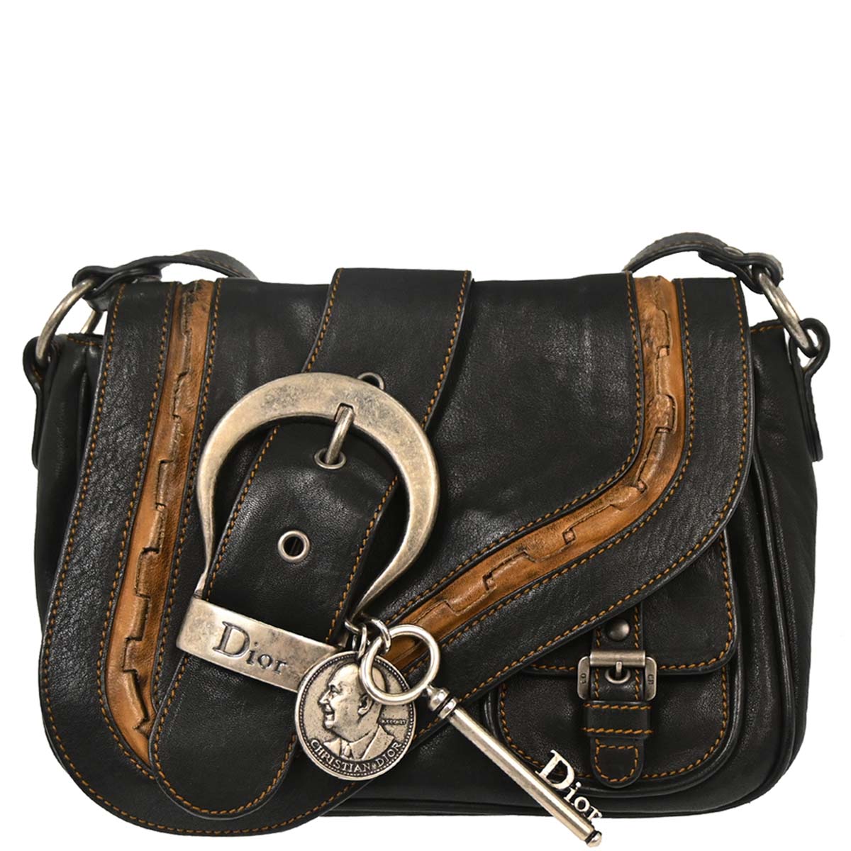 Christian Dior Black Gaucho Shoulder Bag
