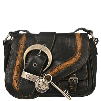 Christian Dior Black Gaucho Shoulder Bag