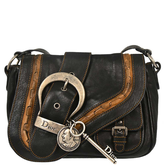 Christian Dior Black Gaucho Shoulder Bag