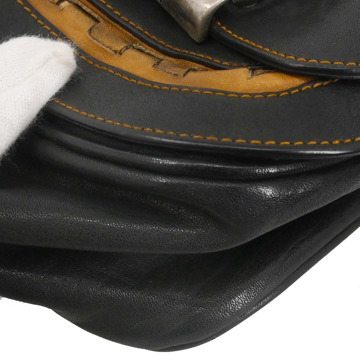 Christian Dior Black Gaucho Shoulder Bag