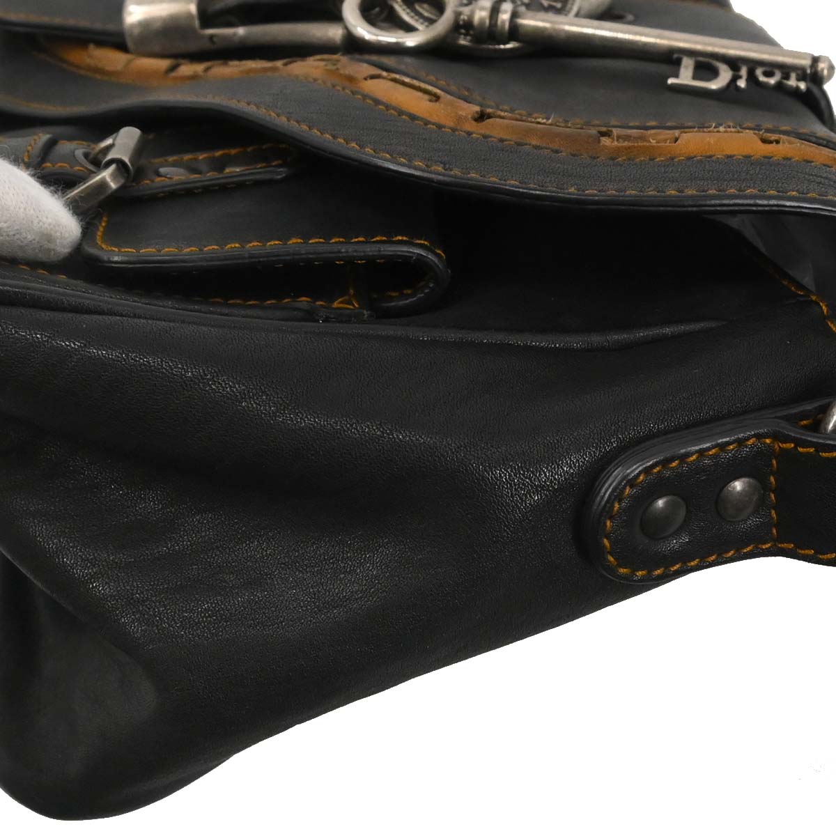 Christian Dior Black Gaucho Shoulder Bag