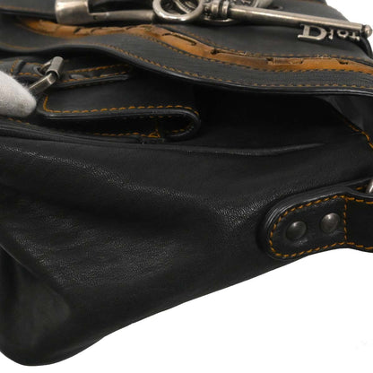 Christian Dior Black Gaucho Shoulder Bag