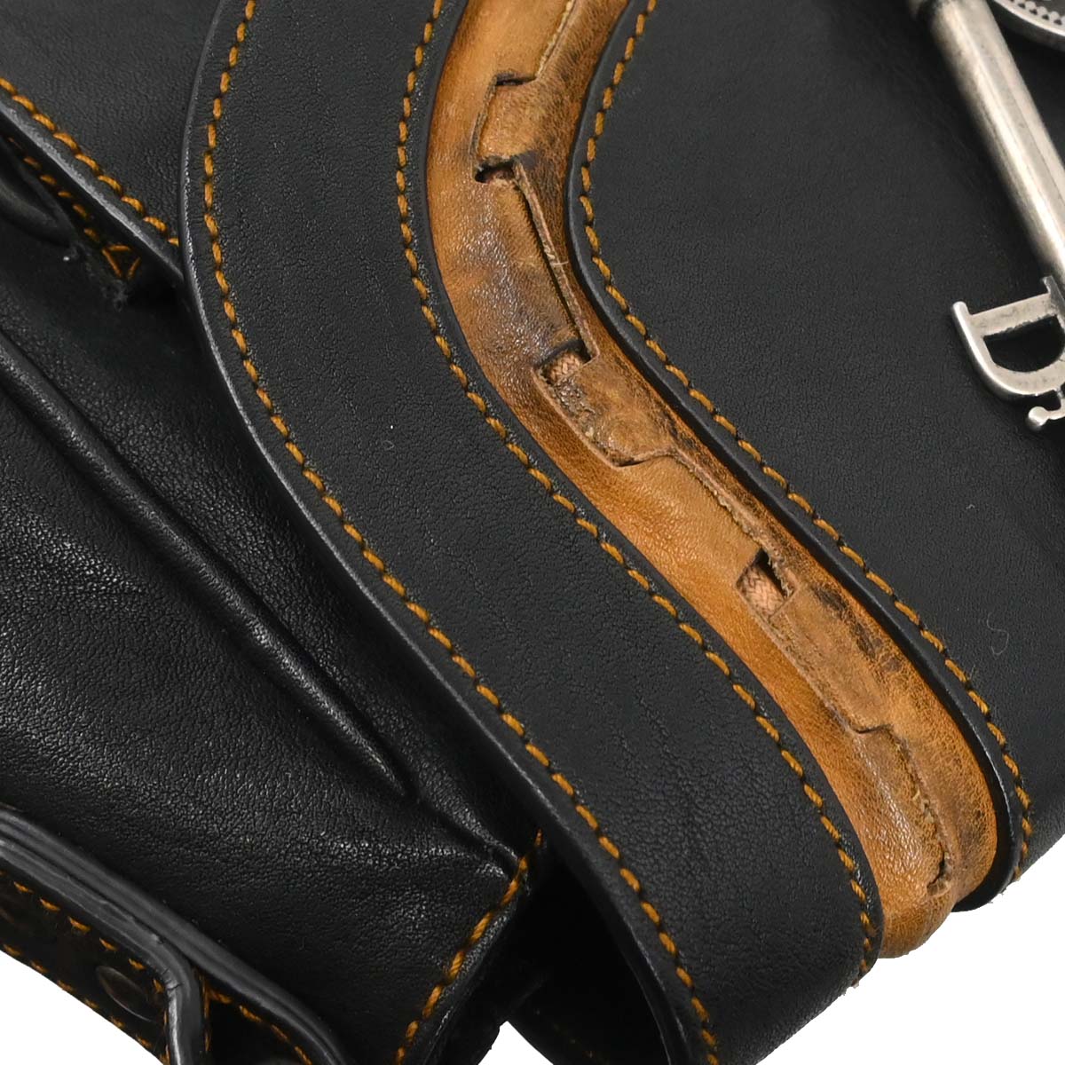Christian Dior Black Gaucho Shoulder Bag