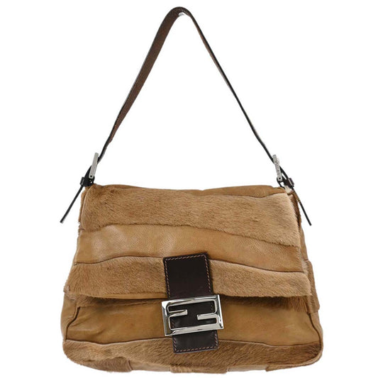 Fendi Brown Pony Hair Mamma Baguette Handbag