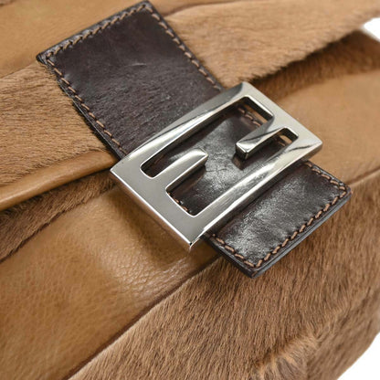 Fendi Brown Pony Hair Mamma Baguette Handbag