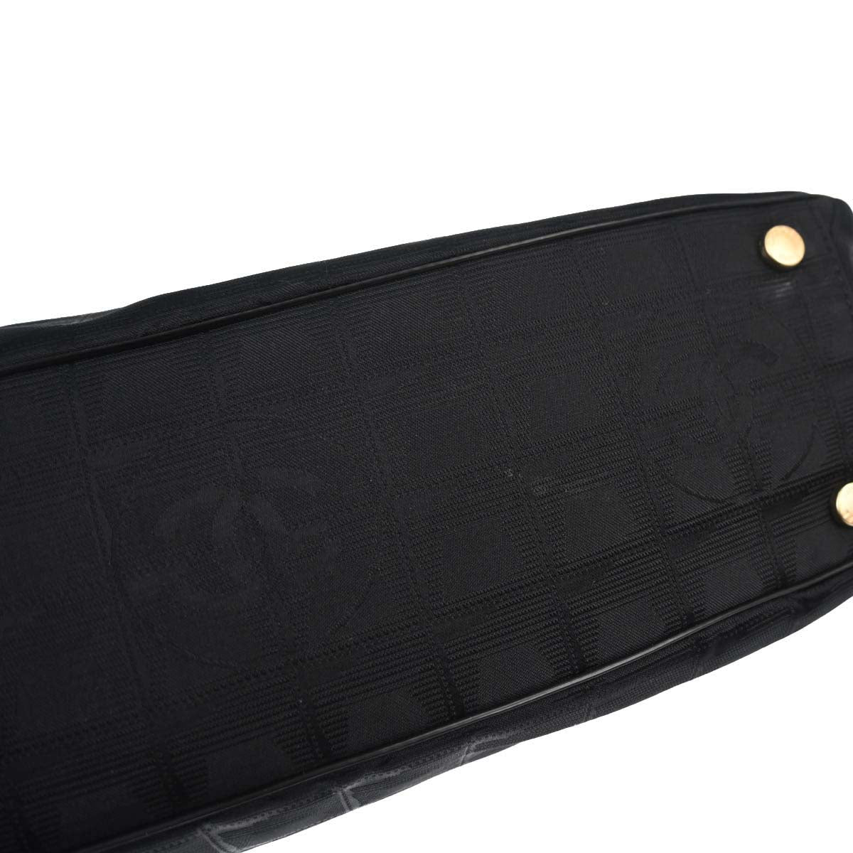 Chanel Black Jacquard Nylon Travel Line Tote Handbag